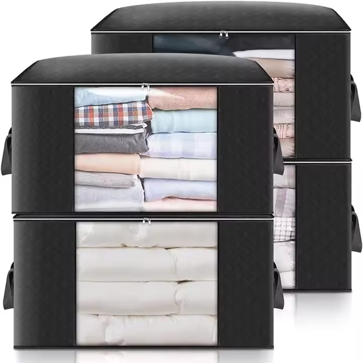 4 UDS Almacenamiento de ropa, bolsas de almacenamiento para mantas, Contenedores de almacenamiento para organizar, Ropa, dormitorio, edredón, Armarium, dormitorio, suéter - 1