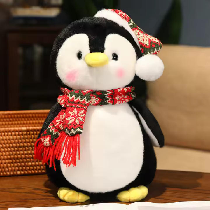 Peluche De Pingüino Navideño Kawaii De 25/35/45CM Juguete Suave En Forma De Almohada Animal Para Niños Regalo De Cumpleaños - 1