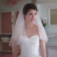 Velo De Novia De 2 Capas Hasta Los Dedos Con Borde Corte Y Peine Accesorios De Boda Para Mujeres Material De Tules - details 0