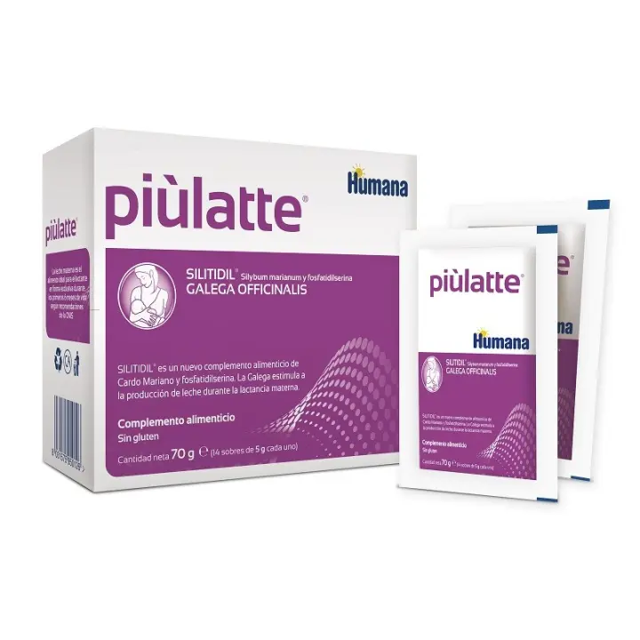 Humana Piulatte Producción Leche Materna 14 Sobres - Complemento Alimenticio Estimulante de Lactancia Materna - 1