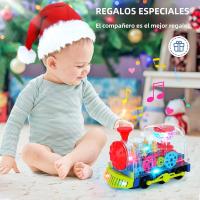Juguete De Tren Eléctrico Para Niños Transparente Con Luz Y Música Juguete Educativo Temprano Tren Luminoso Para Niños - details 9