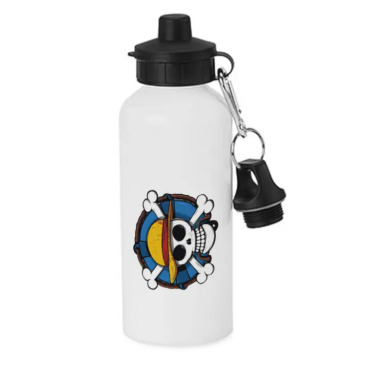 MERCHANDMANIA BIDON DEPORTIVO 600 ML ACERO INOXIDABLE CON CHUPON One piece logo calavera barco pirata luffy botella escolar deporte bicicleta - 1