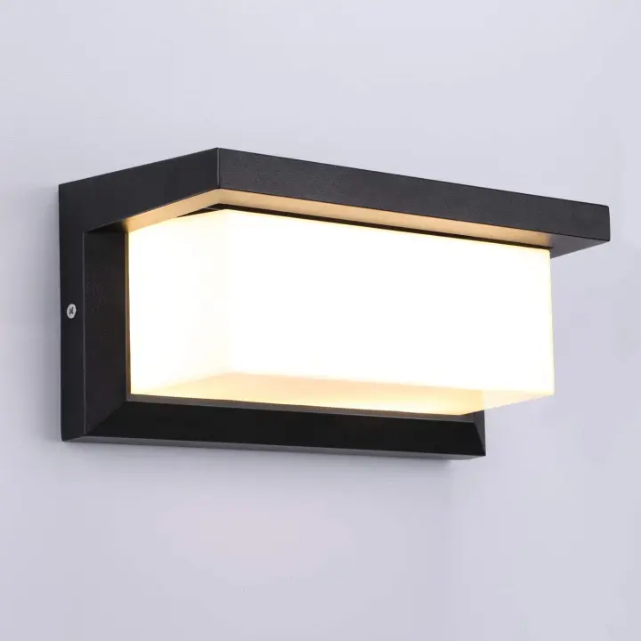 Aplique de pared LED para exteriores de 12 W, impermeable, IP66, Luz de pared cuadrada anthracita, aplique de pared with mamparo de metal, lámpara de pared LED Blanca Cálida para balcón, Cenador, puerta, Jardín, pasillo, utilidad - 1