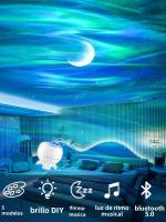 Proyector De Estrellas Aurora Lámpara Nocturna Pequeña Con Ambiente Galaxia Luz De Velocidades Recargable USB Altavoz Para Decoración De Habitaciones - details 1