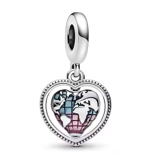 Pandora Charm Colgante Corazón Giratorio Familia 792240 C01, Viene con El embalaje de Caja de regalo original. - 1