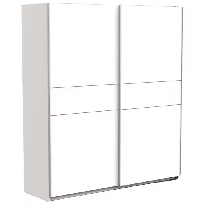 Armario Alto, estilo Moderno, con 2 Puertas Correderas grandes en Color Blanco Mate,  203x180 cm - 1