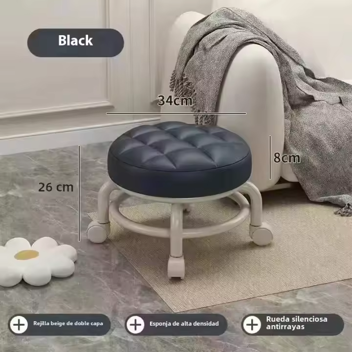 Taburete Pequeño De Muebles Para El Hogar Con Rodillos Silla Redonda Para Niños Taburete De Sala De Estar Móvil Y Moderno - 1
