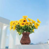 1 Rama De 7 Cabezas De Girasoles Artificiales 29cm Flores Falsas Para Decoración De Jardín Librería Bodas Cafeterías Eventos - details 4