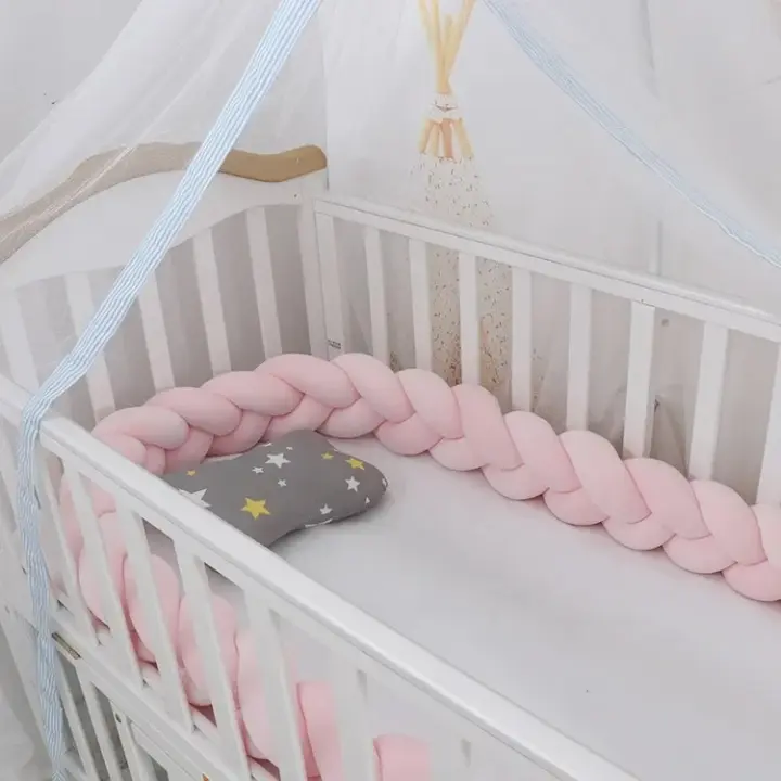 Protector De Cuna Para Bebé Con Nude Y Trencita Almohadilla De Cojín Anticolisión Decoración De Habitación Infantil 1M/2M/3M/4M - 1