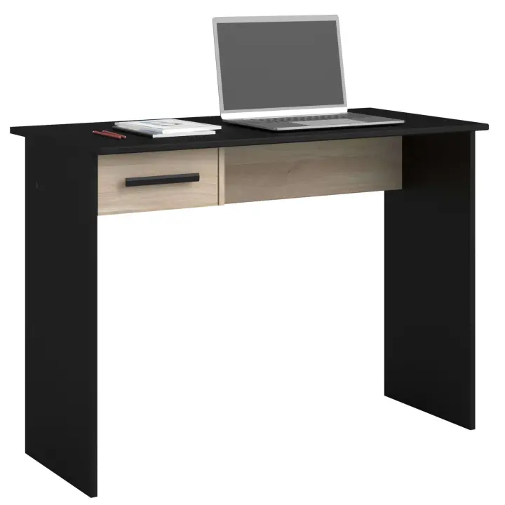 Mesa Escritorio Juvenil Modelo Riviera en Color Negro Stipple y Roble Japonés 101 cm - 1