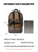 Mochila Transparente De PVC Para Mujer TINYAT Casual Multibolsillos Impermeable Con Bolsillo Para Portátil Escolar Deportiva Al Aire Libre - details 5