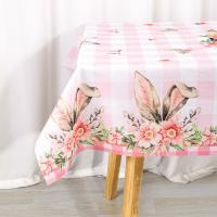 Mantel De Pascua De Poliéster Con Diseño De Conejo Huevos Y Flores Decoración Feliz De Pascua Para Mesa De Comedor Cocina Hogar - details 0