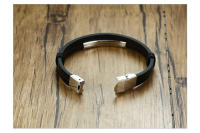 Pulsera De Cuero Genuino Negro Para Hombre Vnox ID Tag Estilo Elegante Doble Capa Envolvente Ajustable 8.26 Pulgadas - details 4