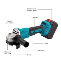Amoladora angular eléctrica inalámbrica sin escobillas de 125 mm 1000W 21 V Con 2 baterías de litio recargables de 1300mah 3 velocidades para batería Makita de 18 V - details 1