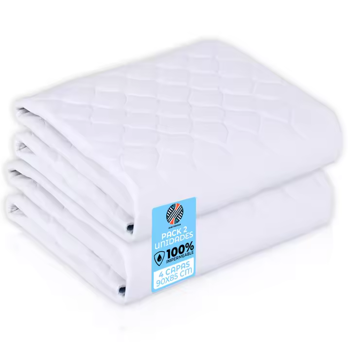 ALKI TEXTILE. Empapadores cama adultos pack 2 unidades. Blancos. Lavables 90x85 cm – 4 Capas | Protector cama Impermeable, reutilizable y ultra absorbente. Fabricado en España. Ideal también para niños, protector colchón bebé y mascotas. Certificado OEKO- - 1
