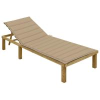 vidaXL Tumbona con cojín madera de pino impregnada en color Negro/Verde brillante/Estampado cuadros rojos y más | acolchados duraderos para sofás de jardín terraza exterior - details 9