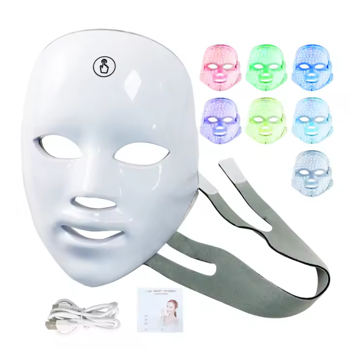 Máscara De Terapia De Luz Roja LED Para El Rostro 7 Colores Fotón RF Anti Acné Rejuvenecimiento De La Piel Acondicionamiento Y Eliminación De Vello Corporal - 1