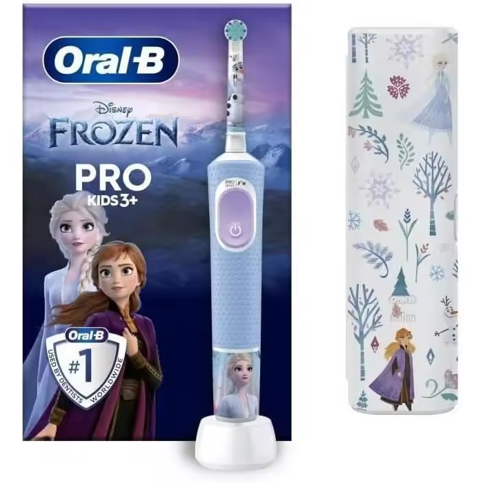 Oral-B Pro Kids Cepillo De Dientes Eléctrico, 1 Mango De Frozen, 1 Cabezal, 1 Estuche De Viaje, Diseñado Por Braun, Apto Para Niños Mayores De 3 Años - 1