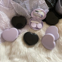 Caja De Lentes De Contacto Corazón Negro Morado Para Ojos De Color Kit De Herramientas Almacenamiento Y Cuidado Del Contenedor Con Espejo Y Aparato De Apariencia Unisex - details 6