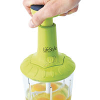 Picadora Mezcladora Por Presión LifeStyle - Con Hojas De Acero Inoxidable y Base Antideslizante - Picadora Batidora Licuadora Manual Alimentos Fruta Verduras   Fácil Limpieza 1000ml - details 1