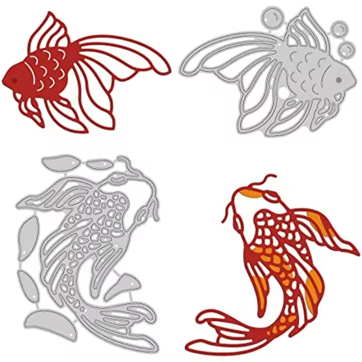 2Pcs Koi Corte De Metal Con Diseño De Golondrina Para Manualidades Scrapbooking Tarjetas De Felicitación Y Álbumes Plata Mate Oro - 1