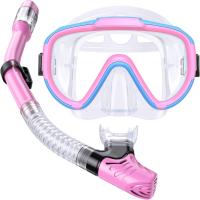 Zenyth Traje de snorkel para niños Gafas de Buceo de Vidrio Templado snorkel complete Seco EQUIPO DE Gafas de Buceo antivaho para niños y niñas Verde Claro - details 0