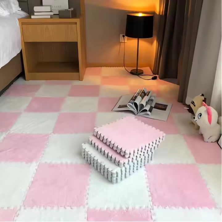 16Pcs Alfombras De Tela Suave De 30x30cm Para Dormitorio Alfombras De Bordes Colocables Y Lavables Para Piso De Madera Alfombras De Ventana De Espuma Cortada - 1
