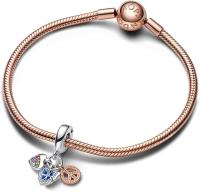 Pandora Moments - Colgante de Ao de Plata DE LA Plata with conciritas cúbitas transparentes y esmalte Azul y Blanco-Colgante de Paz del corazón, Viene con ONO embalaje de Caja de regalo completo. - details 2