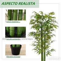 HOMCOM Árbol de Bambú Artificial en Maceta 180 cm Planta Falsa para Interiores y Exteriores para Decoración de Salón Oficina Hogar Ø17x180 cm Verde - details 0