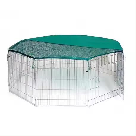 Mediawavestore Recinto Octagonal para Animales Pequeños con Parasol - Amplio Espacio para Moverse y Seguridad Al Aire Libre - 1