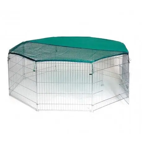 Mediawavestore Recinto Octagonal para Animales Pequeños con Parasol - Amplio Espacio para Moverse y Seguridad Al Aire Libre - 1