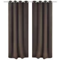 vidaXL Cortinas Opacas 2 Piezas con Ojales de Metal 135x175cm Decoración Color Crema,  Gris,  Marrón y mas - details 2