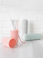 Caja De Dientes Viaje Vertical Rayas Portátil Con Copa De Mascarilla Almacenamiento De Pasta De Dientes Y Cartraje Eco-amigable - details 6