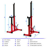 ALLINLIFE Estante Para Sentadillas con Soporte Para Pesas, Squat rack, Aparato Para Entrenamiento de Fuerza, Equipo Para Fitness, Negro,Rojo - details 5