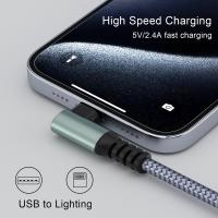 Cable Elbowed 20W USB C a Lightning Para iPhone 15 14 13 12 pro Max Cable De Carga Rápida Tipo C a Lightning Malla Tejida Negro Gris - details 5