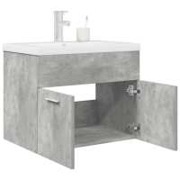 vidaXL Mueble de baño con lavabo incorporado y grifo en color Gris hormigón/Roble Sonoma | almacenamiento funcional diseño moderno para baño dormitorio sala - details 0