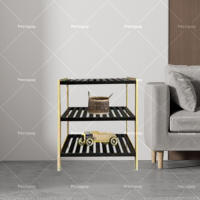 Salón moderno sencillo de tres pisos, hierro forjado, estante de madera multicapa del suelo al techo, estante, estante de celosía de madera maciza - details 5