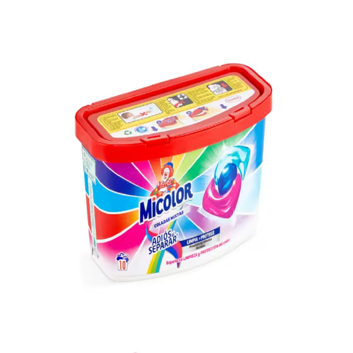 MICOLOR Detergentes liquidos en cápsulas,Coladas mixtas limpia y protege previene accidentes  de color,Adiós al separar, experto en limpieza y protección del color, 10cápsulas - 1