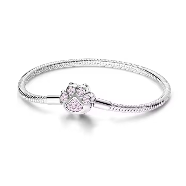 Pulsera De Plata 925 Para Mujer Con Cierre Original Y Cadena De Serpiente Adecuada Para Colgar Charm Brillo Zirconia Pulsera Clásica Para Fiestas - 1