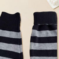 1 Pared De Calcetines Largos De Invierno Lolita Para Mujer Calcetines Góticos Con Rayas Calentadores De Piernas Y Brazos Kawaii Japoneses - details 4