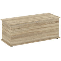 HOMCOM Baúl de Almacenaje, Banco de Almacenaje con Bisagra de Seguridad, Estilo Moderno, para Pasillo, Dormitorio, Salón, 100x40x40 cm, Roble - details 0