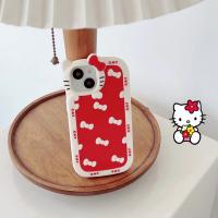 Funda De Silicona Anticaída Con Diseño De Gato Hello Kitty 3D Para iPhone 15 14 13 pro Max 11 12 13 pro Estilo Y2K Con Borde Completo - details 3