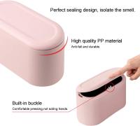 Bote de basura de mesa pequeño con tapa de botón para oficina, baño, cocina y dormitorio, almacenamiento de alimentos para mascotas (rosa) - details 1
