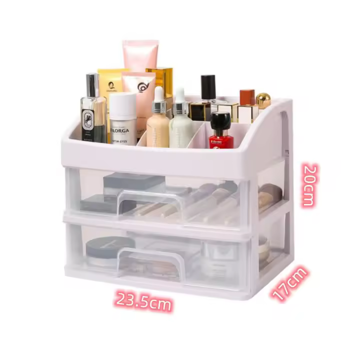 Organizador de Escritorio para Cosméticos, Caja de Almacenamiento con Gran Capacidad para Maquillajes, Esmaltes de Uñas y Joyería ,Organizador para Maquillaje con cajon 2-4 plantas - 1