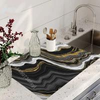 Alfombrilla De Secado De Platos Negra Con Marbling Absorbente Super Tableware Anti-deslizante Para Cocina Tamaño 20x30cm 30x40cm 40x60cm Moderno Estilo Persa Resistentes Al Desvanecimiento Y Corrosión - details 3