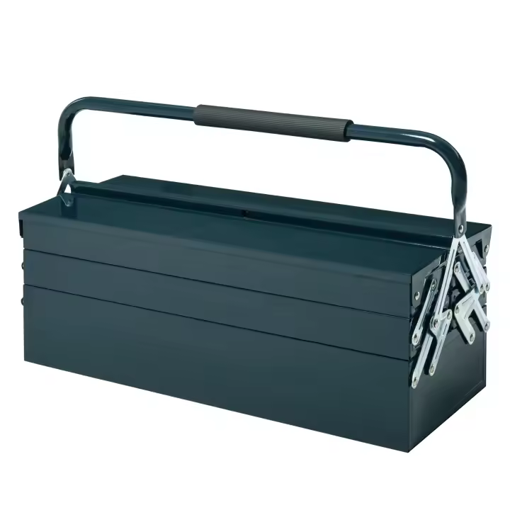 DURHAND Caja de Herramientas de Acero Plegable Portátil con 5 Compartimentos y Mango de Transporte para Taller Bricolaje Hogar 57x21x41 cm Verde - 1
