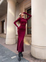 Vestido De Moda Para Mujer Con Mangas Largas Y Cuello Redondo Ajustado Para Otoño E Invierno Fiesta Playa Vestido Largo - details 4