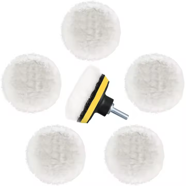 6 almohadillas de pulido de lana, almohadillas de pulido, kit de almohadillas de pulido para taladro de 3 pulgadas, discos de pulido, almohadillas de rueda con adaptador de taladro M14 - 1