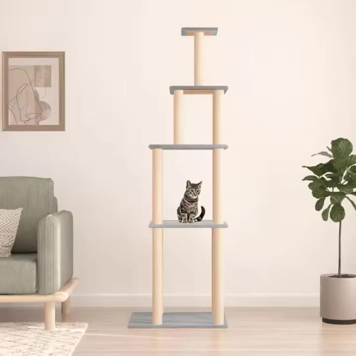 vidaXL Rascador para Gatos con Postes Árbol Torre de Escalada Sisal Color Crema,  Gris claro,  Gris oscuro y mas - 1