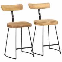 vidaXL Taburetes de barra 2 uds madera maciza de mango 49x43x79 cm en color Marrón/Negro/marrón oscuro y negro y más | cómodas modernas ergonómicas para comedor cocina salón hogar - details 3